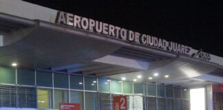 The Ciudad Juárez airport at night