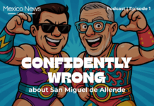 A cartoon shows two men with the words "Confidently wrong about San Miguel de Allende" and the Mexico News Daily logo