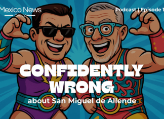 A cartoon shows two men with the words "Confidently wrong about San Miguel de Allende" and the Mexico News Daily logo