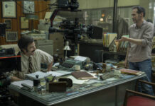 Diego Luna at desk, Gabriel Ripstein standing