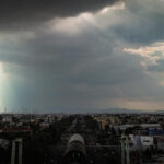 Rain clouds gather over Mexico City