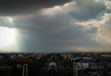 Rain clouds gather over Mexico City