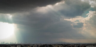 Rain clouds gather over Mexico City