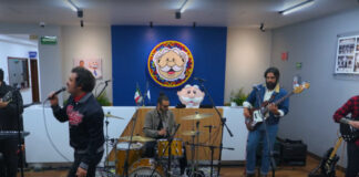 musical group playing in Dr. Simi headquarters