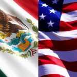 Mexican and USA flags, side by side
