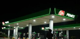 pemex station at night