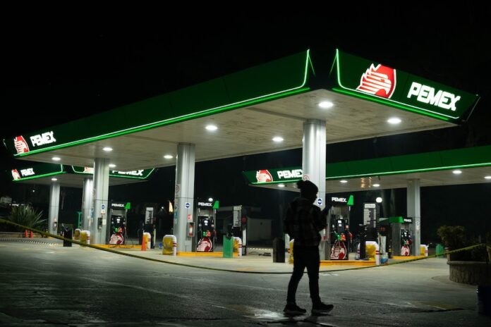 pemex station at night