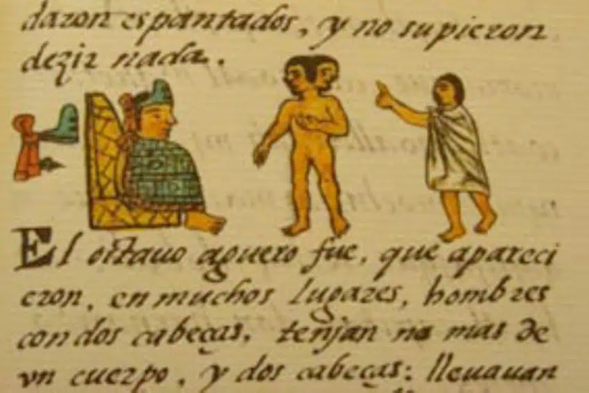 Nahuatl pictographs in Spanish text
