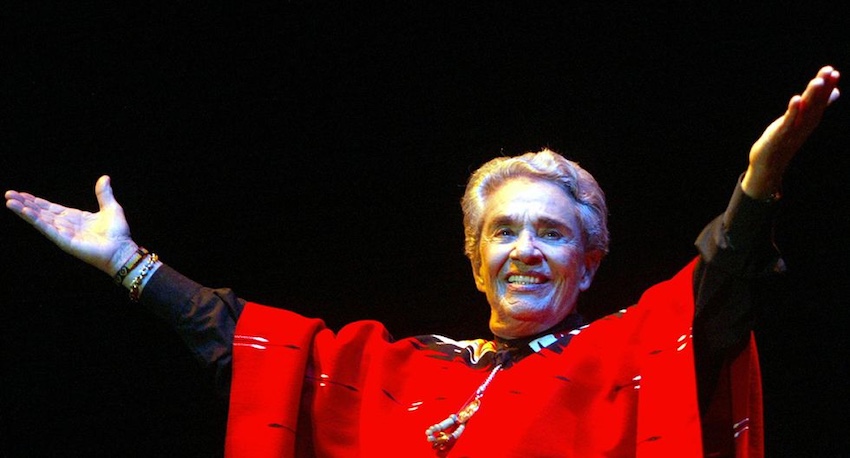 Chavela Vargas in a red cape