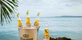 Bottles of Corona on the seafront