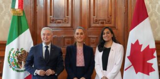 President Sheinbaum with Canada’s Foreign Affairs Minister Anita Anand and Finance and Revenue Minister François-Philippe Champagne