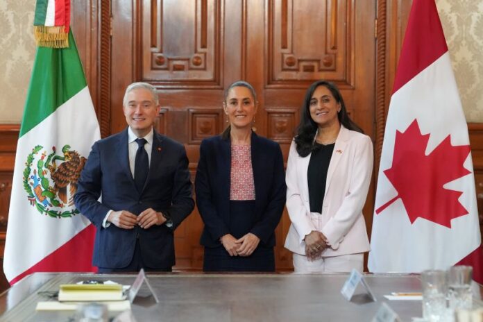 President Sheinbaum with Canada’s Foreign Affairs Minister Anita Anand and Finance and Revenue Minister François-Philippe Champagne