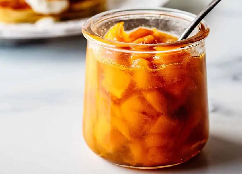 A jar of fruit compote