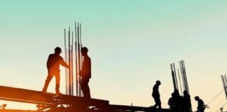 Men working on a construction site
