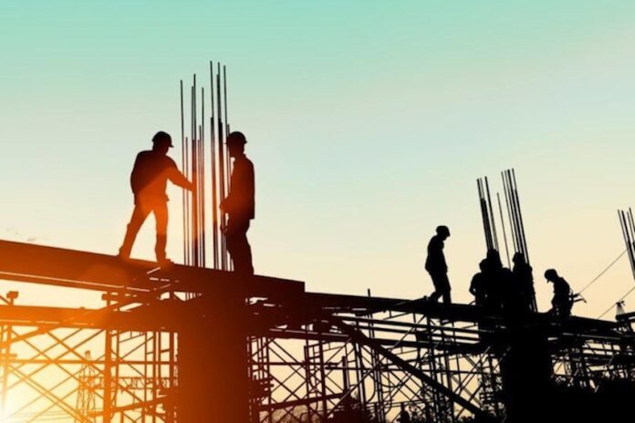Men working on a construction site