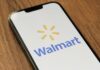 cel phone with image of Walmart logo