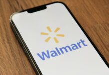 cel phone with image of Walmart logo