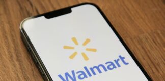 cel phone with image of Walmart logo