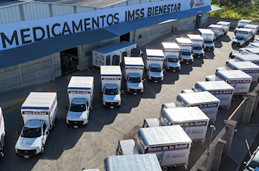 trucks outside a distribution center