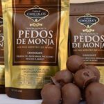 A bag of chocolates labelled 'pedos de monja' or 'nun's farts'