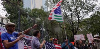 Americans and Mexicans marching against Trump