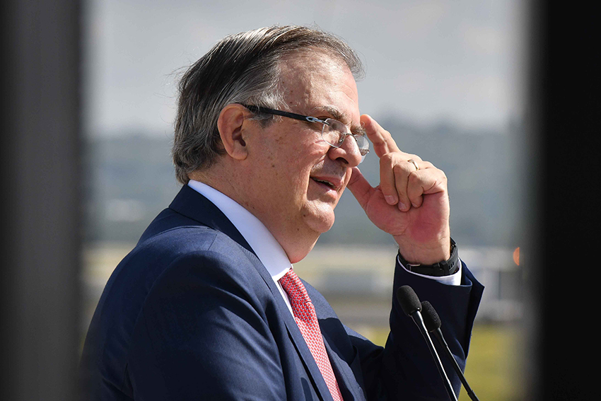 Economy Minister Marcelo Ebrard at AIFA airport