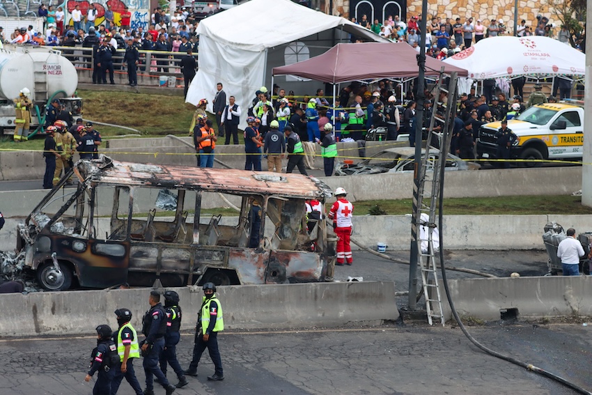 microbus after gas explosion
