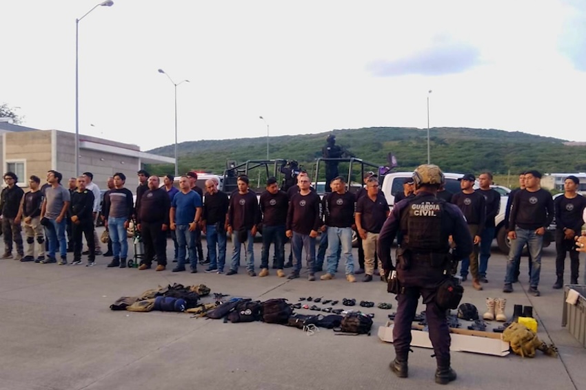 detainees lined up