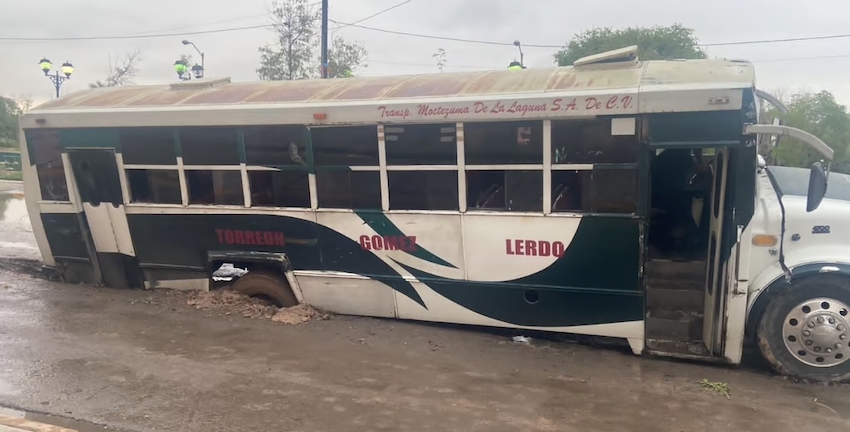 A crashed bus