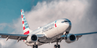 American airplanes jet in flight