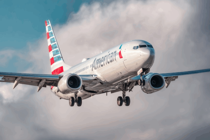 American airplanes jet in flight