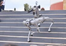 mechanical robot "dog" with rifle in Zacatecas, Mexico