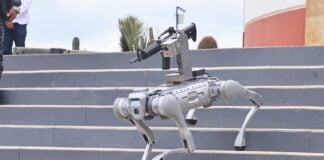 mechanical robot "dog" with rifle in Zacatecas, Mexico