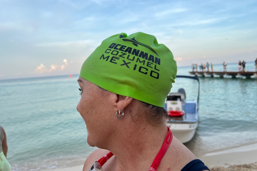 Bel on the swimming beach in Cozumel