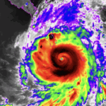 A hurricane map over Los Cabos