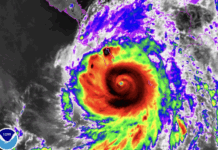 A hurricane map over Los Cabos