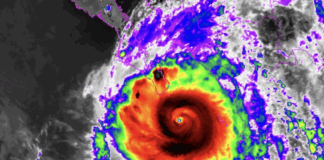 A hurricane map over Los Cabos