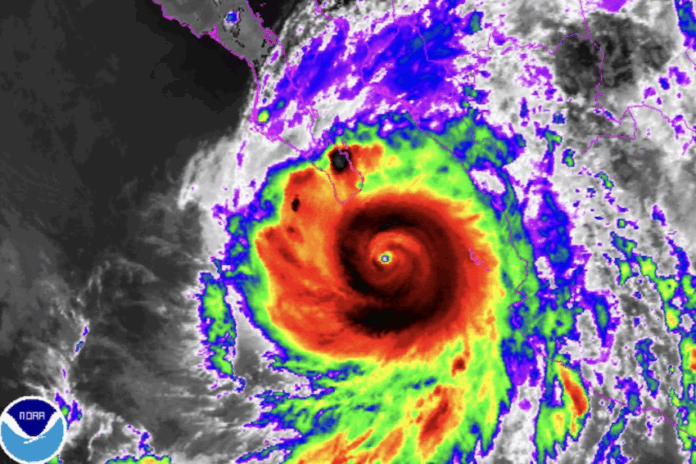 A hurricane map over Los Cabos