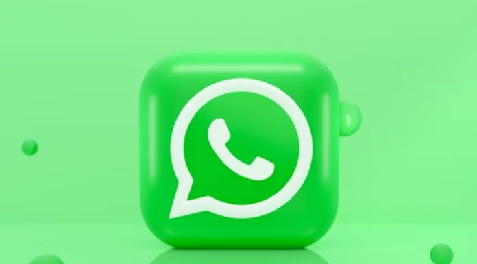 WhatsApp logo on bright green background with bubbles.