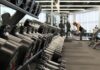 A weight rack in a gym