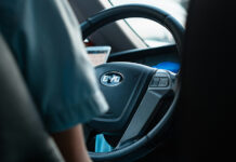 Steering wheel of a BYD brand chinese electric car