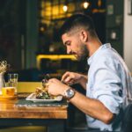 A man sitting alone in a restaurant