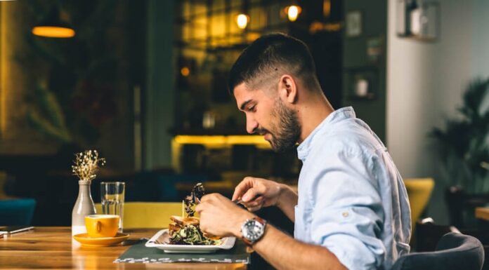 A man sitting alone in a restaurant
