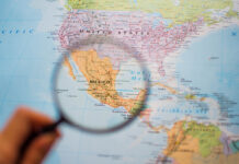 map of mexico with a magnifying glass