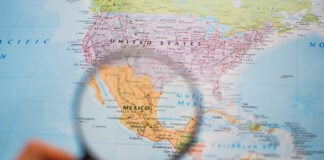 map of mexico with a magnifying glass