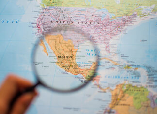 map of mexico with a magnifying glass