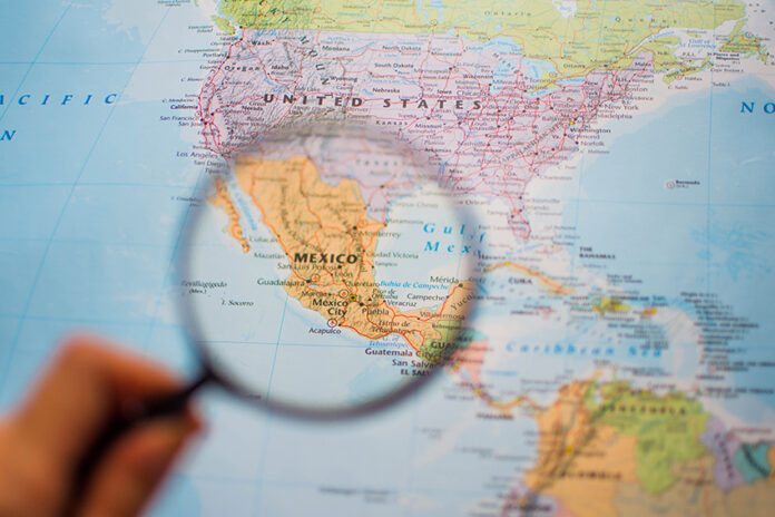 map of mexico with a magnifying glass