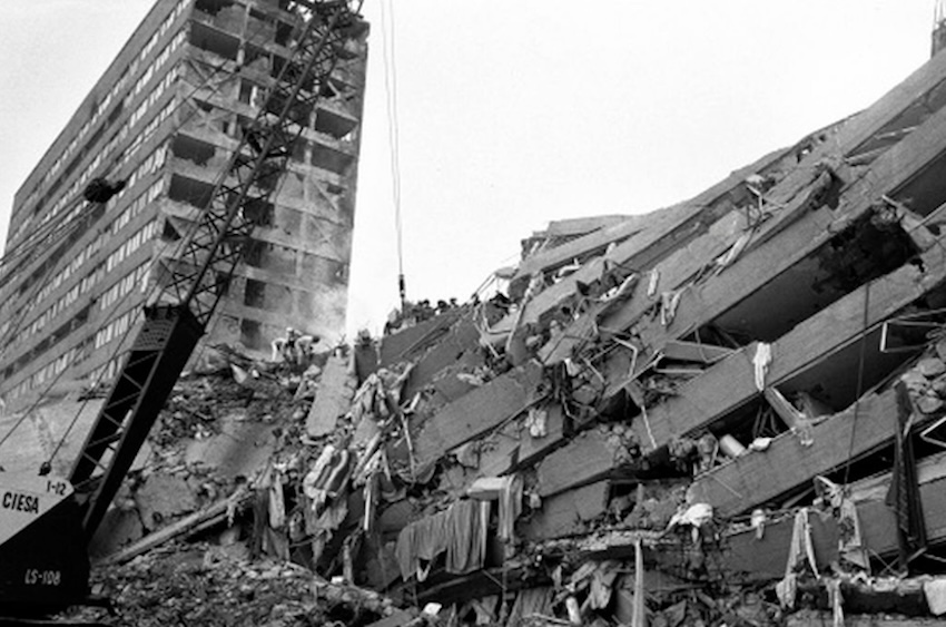 collapsed building after 1985 quake