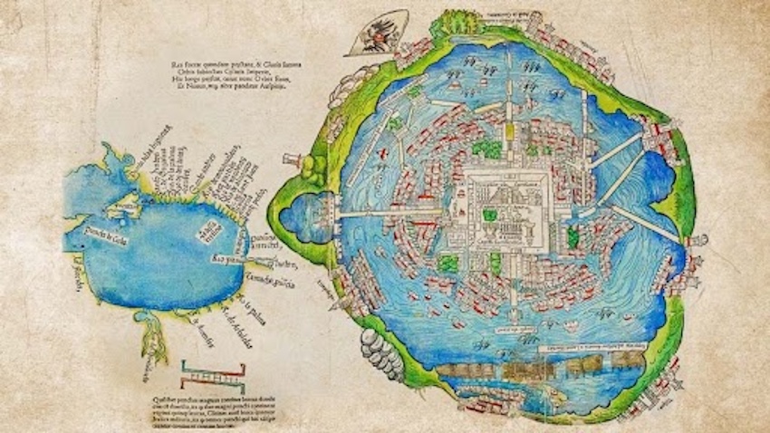 Map of Tenochtitlán's ancient lakes