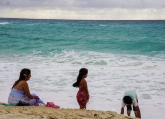 waders at a Cancún beach